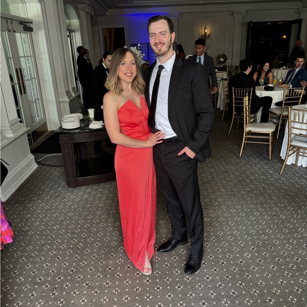 Aidan Mattox Vibrant Orange Wedding Guest Dress